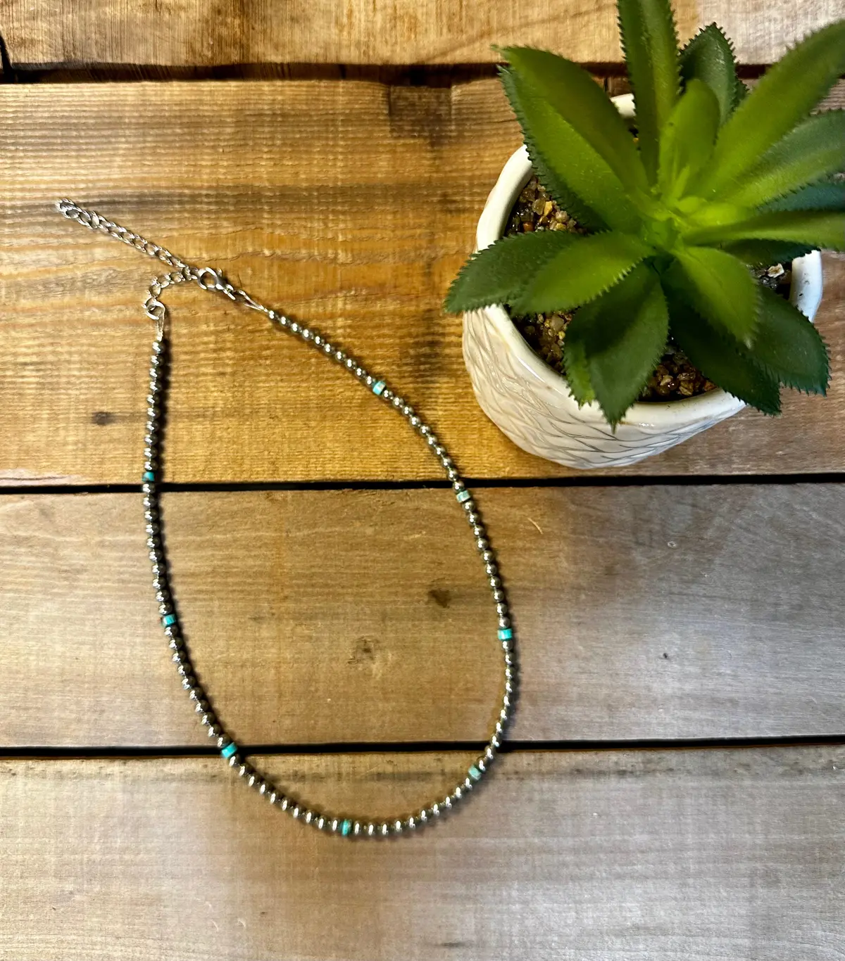 Silver Plated And Composite Turquoise Choker 4Mm 1