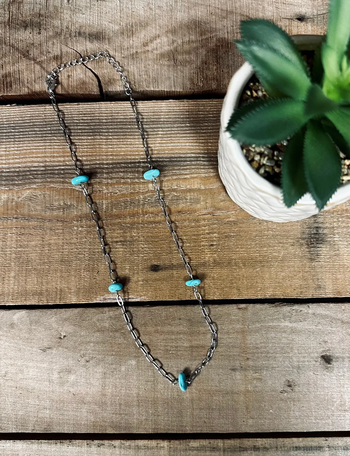 Chain With Real Turquoise Nuggets 15 In 1