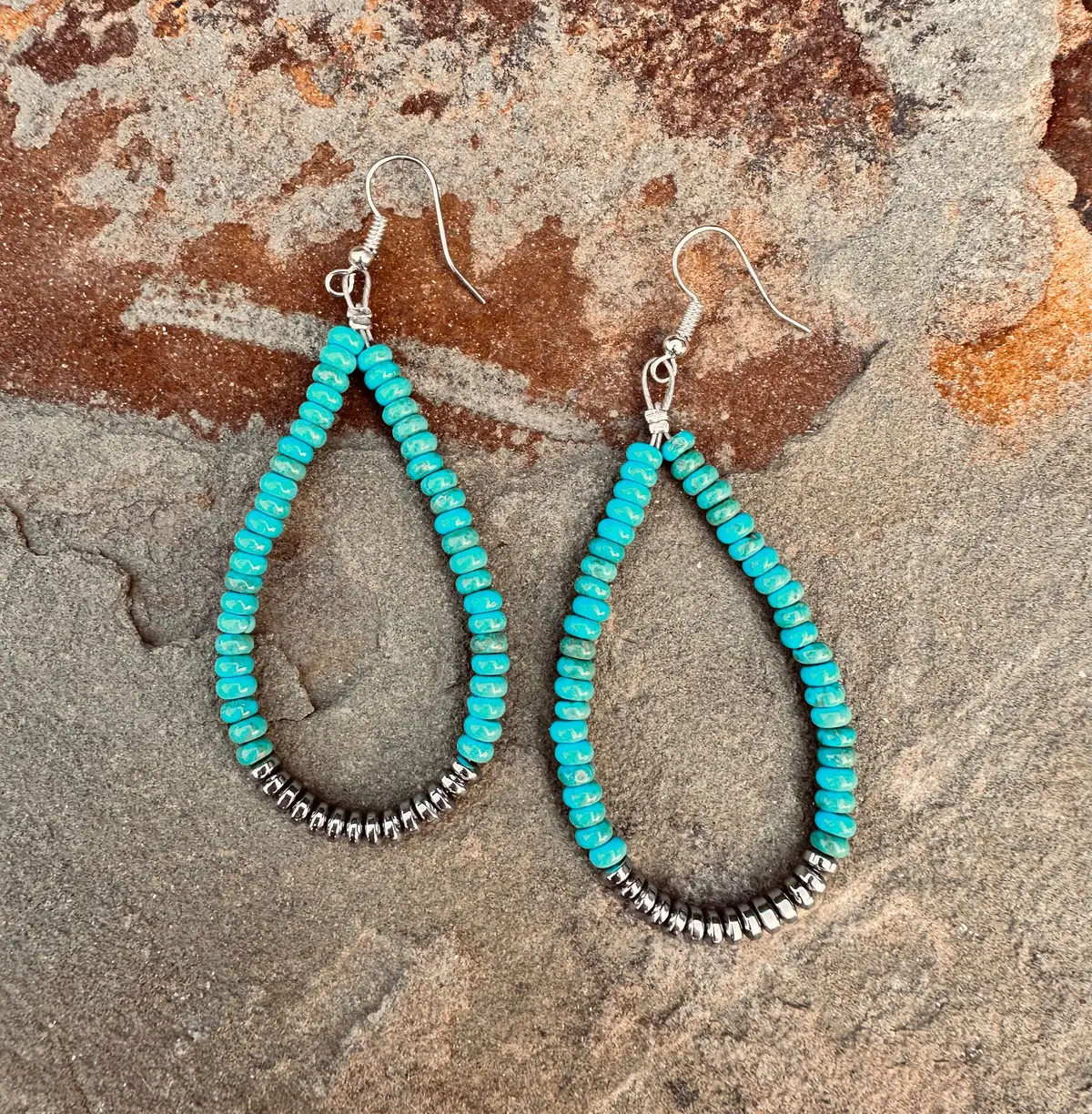 Magnesite Turquoise Teardrop Earrings 1