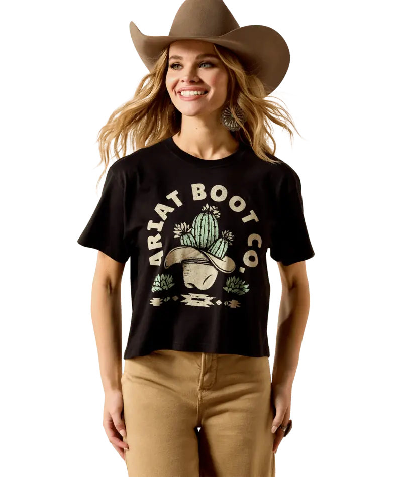 Women's Ariat Cactus Cowboy Crop Tee 1