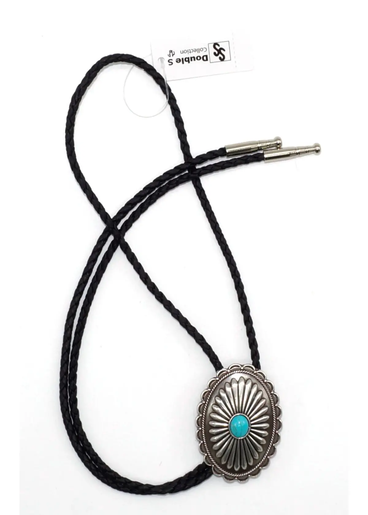 Bolo Tie Oval Flower Turquoise Stone 1