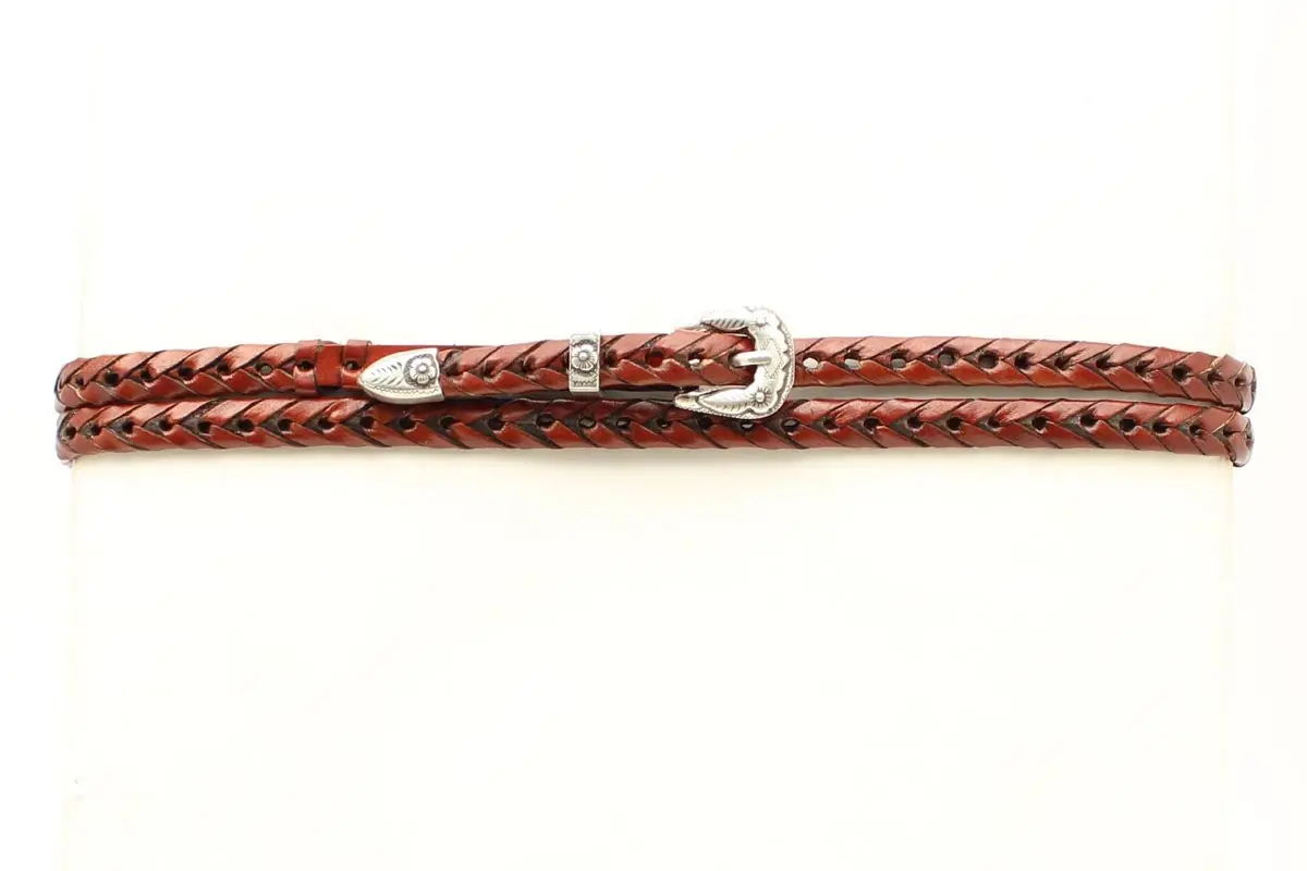 M&F Twister Western Mens Hatband Leather Laced Tan 1