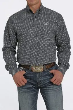 Men's Geometric Print Button-Down Western Shirt 1