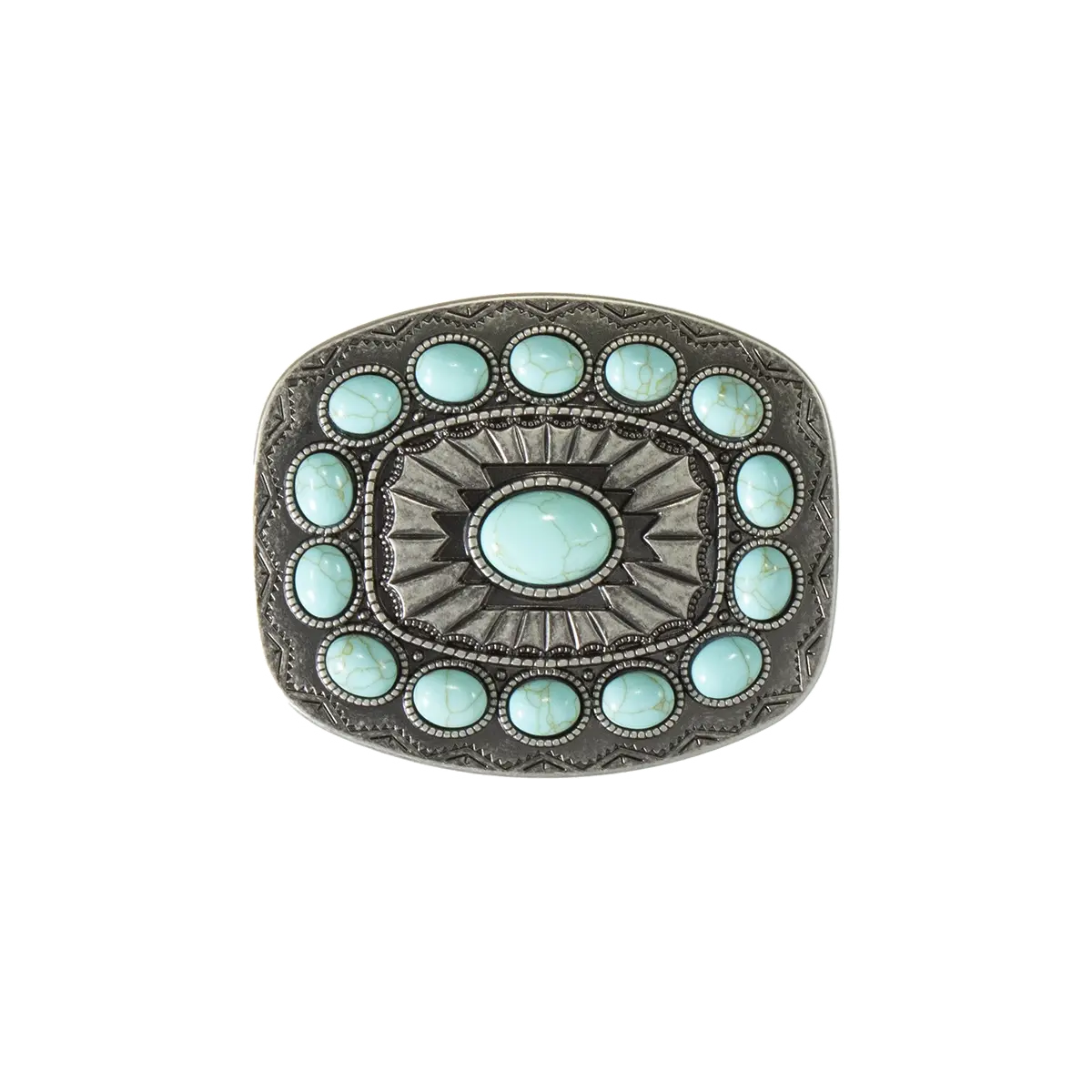 M&F Turquoise & Silver Rectangle Buckle 1