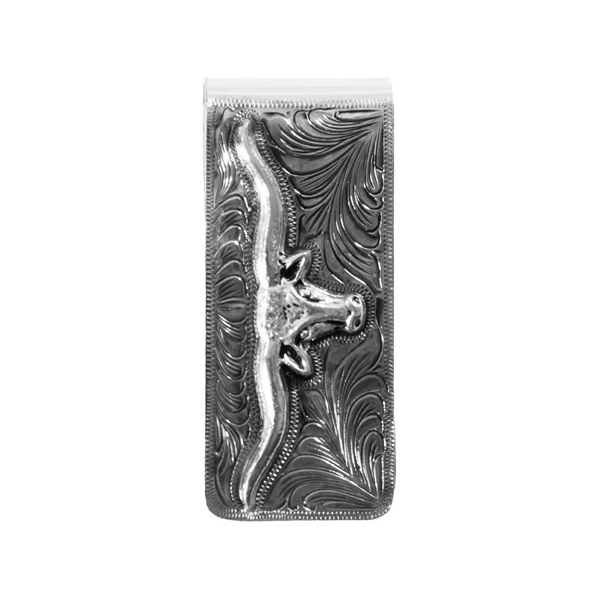 3D Silver Longhorn Money Clip 1