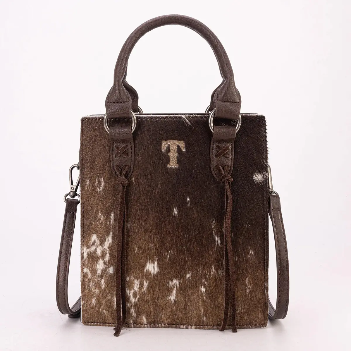 Trinity Ranch Hair On Cowhide Top Handle Tote/Crossbody In Coffee 1