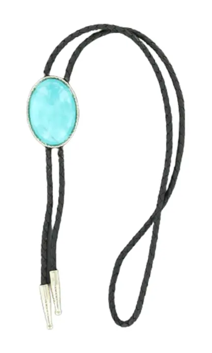 Double S Men's Oval Turquoise Bolo Tie 1