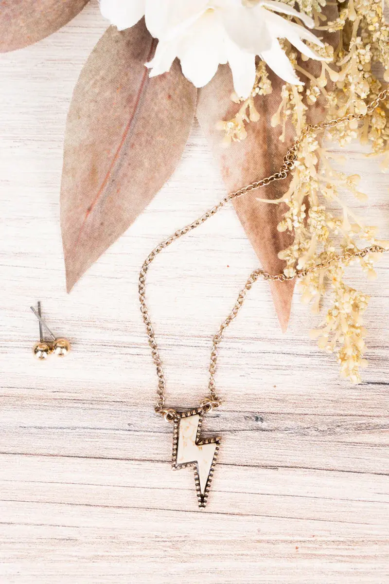 Ivory Addyston Bolt Necklace And Earring Set 1