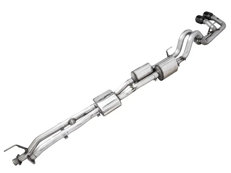 Awe Cat-Back Exhaust System For 2016–2022 Toyota Tacoma – Dual Diamond Black Tips, Includes Bashguard 1