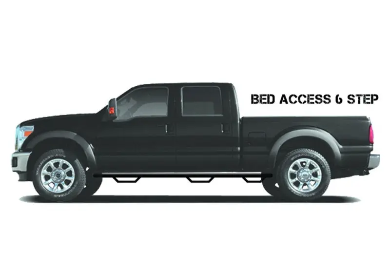 N-Fab Gloss Black Nerf Steps For 1999–2016 Ford F-250/F-350 Super Duty Crew Cab – 3-Inch Width, 8-Foot Bed Access 1