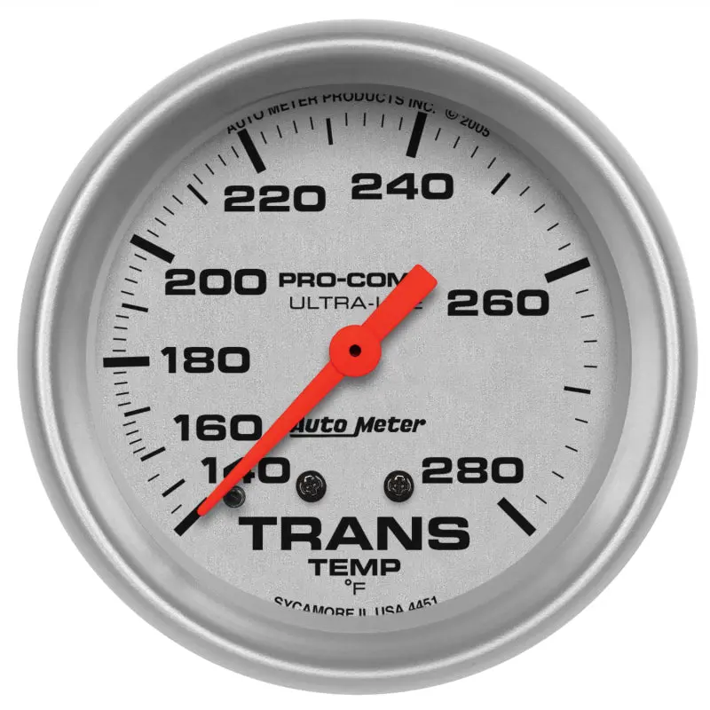 Autometer Ultra-Lite 66.7Mm Mechanical 140-280 Degree F Transmission Temperature Gauge 1