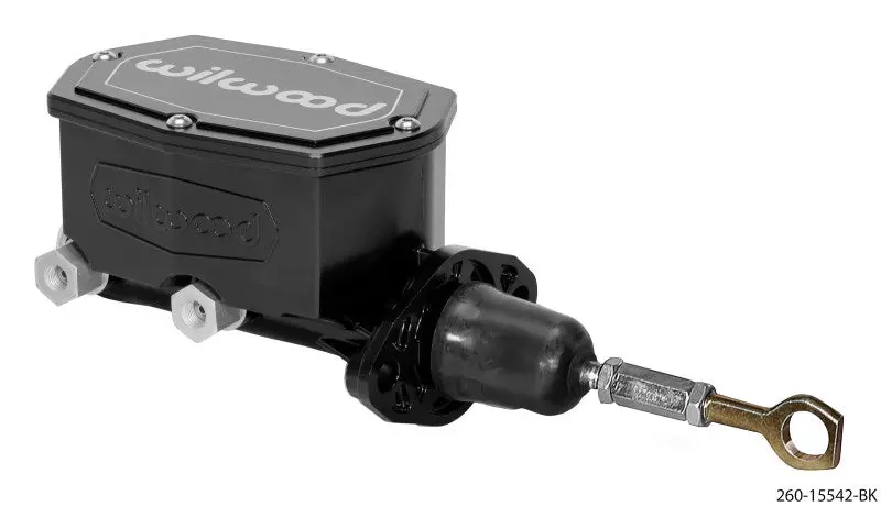 Wilwood Compact Tandem Master Cylinder – 1-Inch Bore With Pushrod, Black Anodized – Mustang-Compatible 1