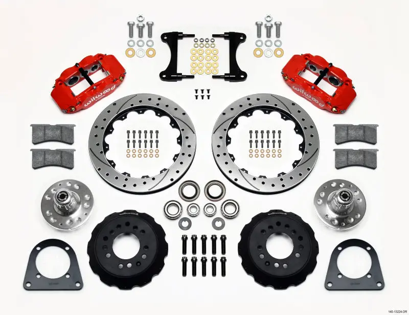 Wilwood Narrow Superlite 6R Front Hub Kit – 12.88" Drilled, Red Finish, Compatible With Tci-Ifs (1971–1978 Pinto-Based Chassis) 1