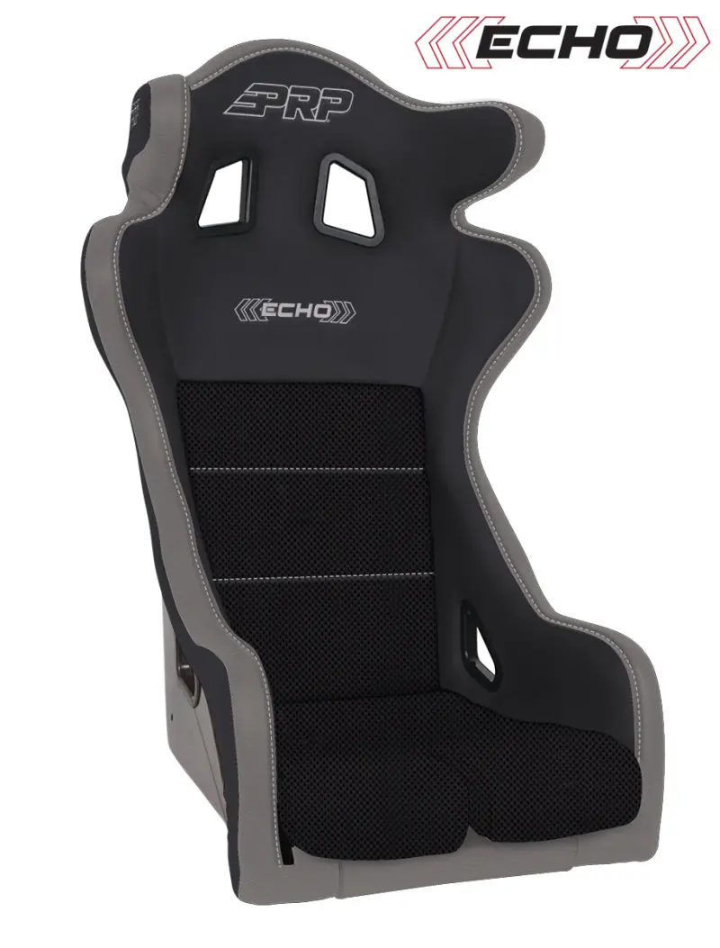 Prp Echo Composite Racing Seat – Black/Grey With Silver Accent Stitching & Outline 1