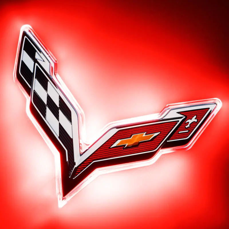 Oracle Illuminated Rear Emblem For Chevrolet Corvette C7 – Red Led Accent (Warranty Included) 1